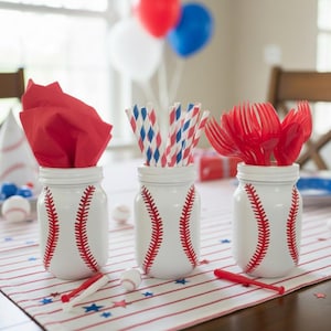 Honkbalfeest middelpunt mason jar baseball themafeest rookie of the year first party decor voor honkbal verjaardag voor jongen 1e verjaardag