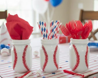 Baseball party centerpiece mason jar baseball theme party rookie of the year first party decor for baseball birthday for boy 1st birthday