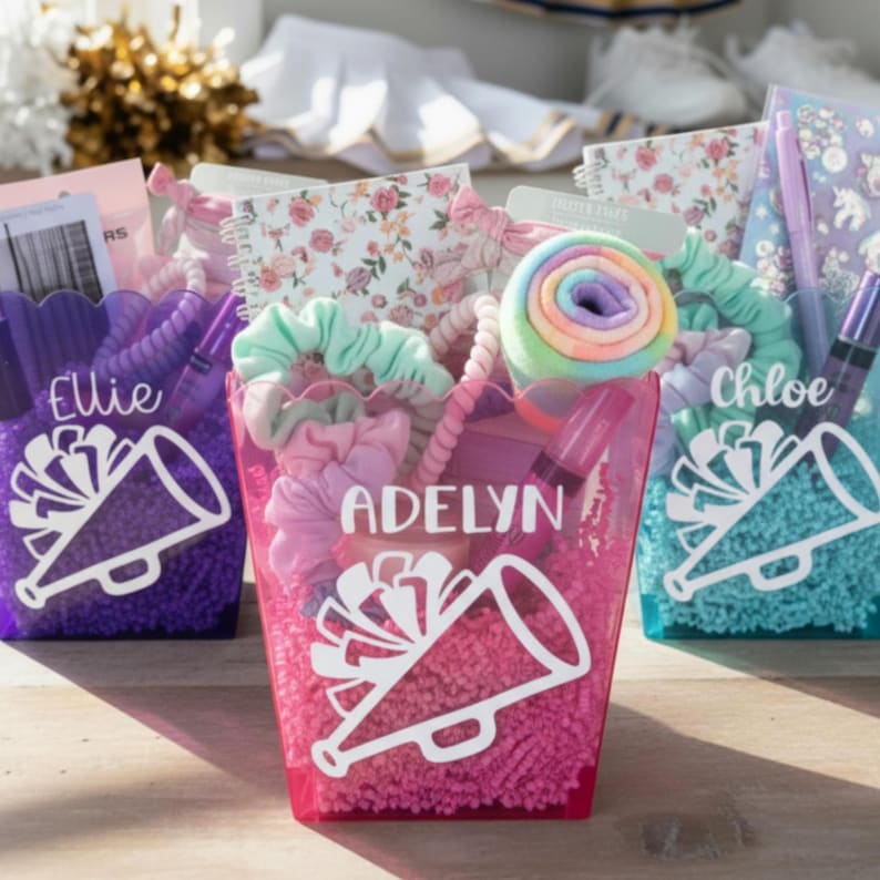 Personalized cheer gift survival kit for cheer team gift bulk competition cheer goody bag girl custom name cheerleader gift basket idea image 6