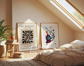 2 Pieces DIN ISO A Ratio Vertical Scandinavian Frame Mockup, Frame on the Scandinavian Home Wall Template Photoshop, Smart Object Mockup,