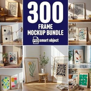 Rahmen Mockup Bundle PSD | 300 Wall-Art-Rahmen 2:3 & DIN ISO A | Boho Neutral Interior | Smart-Objekt Photoshop Photopea | Sofort Download