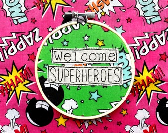 Superhero Embroidery Hoop Decoration | Be Your Own Hero | Superheroes Welcome | You Are Super | Kids Bedroom Decor | Superhero Gift