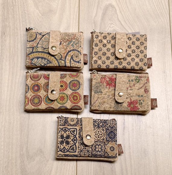 Tarjetero vegano ligero y práctico de corcho natural, idea de