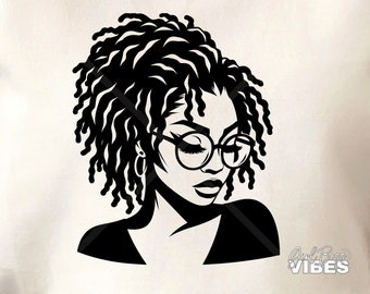 Locs and Glasses SVG, png, dxf, cut file