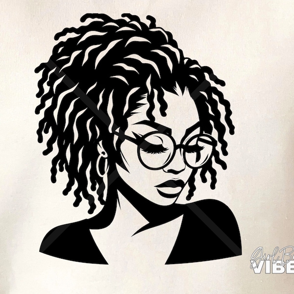 Locs and Glasses SVG, png, dxf, cut file