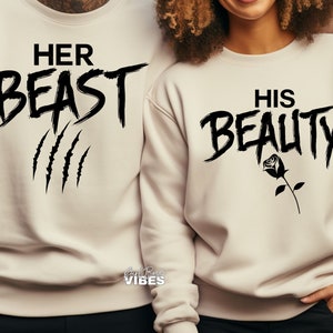 Su bella svg, Su bestia, Parejas svg, Belleza svg, Diseños de camisetas a juego, png, dxf, archivo de corte