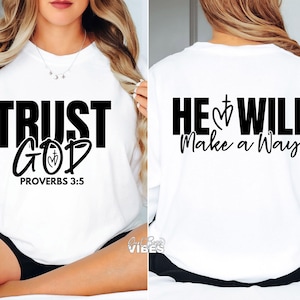 Trust God SVG, voorkant achterkant svg, mouw svg, christelijke svg, schrift, geloof png, religieuze svg, God png, dxf, gesneden bestand