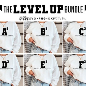Level Up Inspirational SVG Bundle, Strong Women png, dxf, cut files