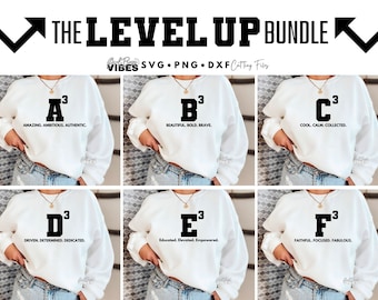 Level Up Inspirational SVG Bundle, Strong Women png, dxf, cut files