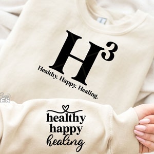 H3 SVG, Healthy Happy Healing svg, mouw svg, voorkant achterkant svg, genezing svg, manifest svg, sterke vrouwen svg, png, dxf, bestand knippen