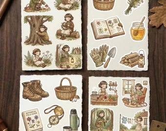 Pegatinas imprimibles para planificador de jardinería / Estilo rústico / Álbum de recortes para amantes de las plantas de interior, diario de huertos