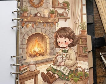 Impresiones digitales acogedoras de estilo hygge / Sauce con búho / Arte de pared imprimible de estilo cottagecore, tablero, divisor para agenda y fondo de pantalla para teléfono