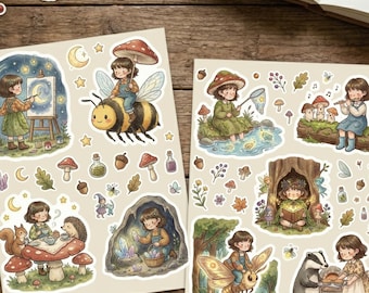 Paquete de pegatinas digitales "Pequeñas maravillas y paseos por el bosque" / Bosque caprichoso / Fairycore, vida en miniatura / Hygge Cottagecore imprimible