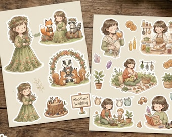 Colección Willow's Countryside Life para imprimir digitalmente / Pegatinas para planificador estilo cottagecore / Set de 4 hojas de acuarela