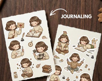 Willow's Journal Digital Sticker Bundle (6 Sheets) | Work, Fitness & Stationery Stickers | Cute Planner Accessories | Journaling, Planning