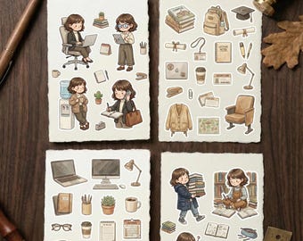 Pegatinas digitales Willow, The Urban Professional and University Days / Decoración acogedora para agendas hygge para adultos / Papelería bonita / PDF imprimible