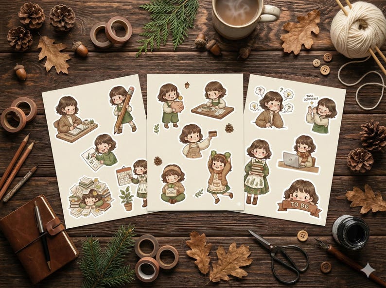 Digitale plannerstickers wilg | Gezellige herfstafdrukbare aquarelstijl | Hygge Style Planning Decoratie afbeelding 2