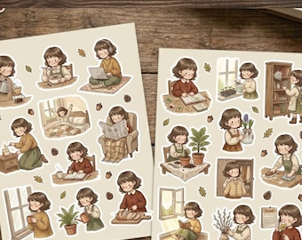 Paquete de pegatinas The Simple Living / Colección Rooted & Rested / Pegatinas digitales imprimibles Hygge Cottagecore para tu agenda y diario