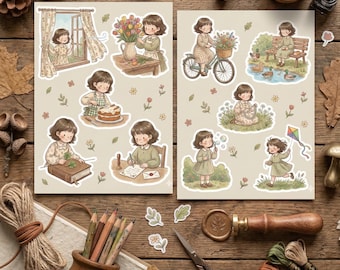 Nest & Nurture: Paquete de pegatinas digitales Blossom and Bloom / Prados de primavera, Escritura de cartas, Arte de vida lenta / Planificadores digitales imprimibles PNG