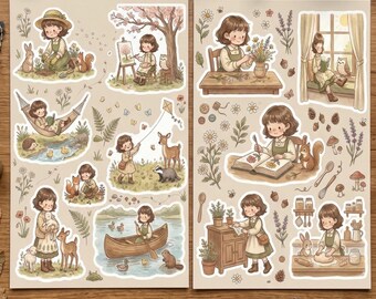 Nest & Nurture: Paquete de pegatinas digitales "Pétalos y Patas" / Animales del Bosque, Jardín de Primavera, Arte de Vida Lenta / Planificadores digitales imprimibles en PNG