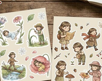 Aventuras en la naturaleza / Pegatinas imprimibles mágicas y caprichosas de estilo cottagecore / Decoración de diario y planificador de bosques