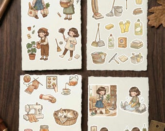 Pegatinas imprimibles digitales de tareas domésticas de Willow: Planificador acogedor de estilo cottagecore (PDF, PNG) / Paquete de limpieza y vida en el hogar