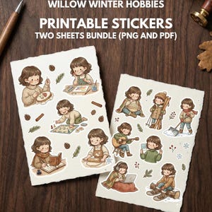 Winter Digital Hobbies Stickers | Willow's Journal Planner Stickers (Instant Download) | Hygge Cozy Vibes | Cute Aesthetics Planner Decor