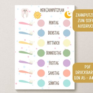 Tooth brushing schedule - brush teeth weekly schedule - weekly schedule for toddlers - tooth brushing routine PDF - Montessori