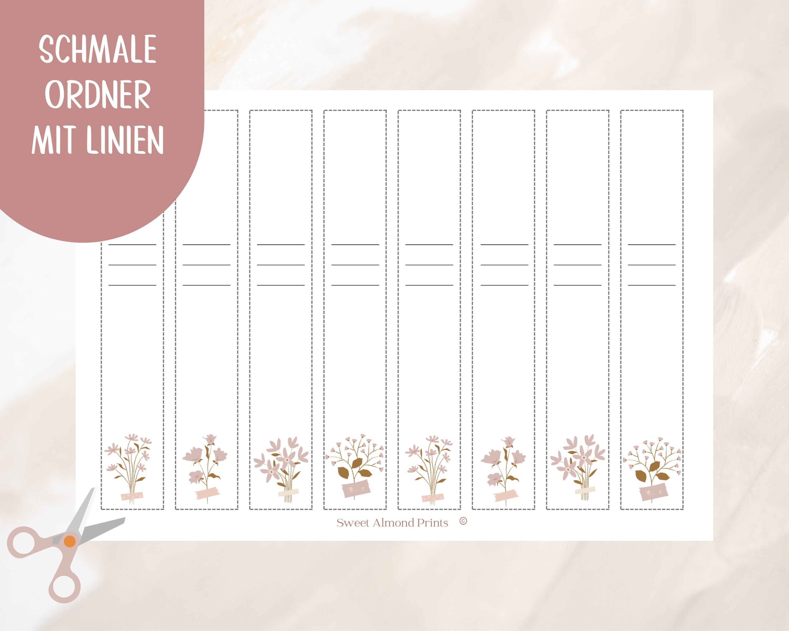 Ordnerrücken Etiketten mit Miniblumen zum Einstecken für breite