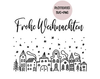 Christmas Village - plotter file in SVG and PNG | Christmas houses | SVG Christmas