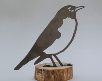 Robin | Metalen vogelsculptuur | Tuininrichting | Ornament | Rustieke inrichting van het huis
