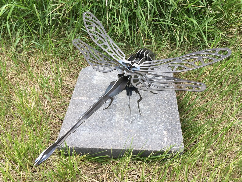 Dark Blue Dragonfly Metal Sculpture Magnet