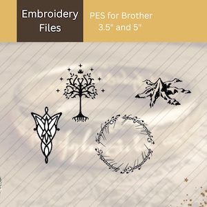 Four Lord of the Rings Embroidery Designs - PES Bundle Files | Digital Download