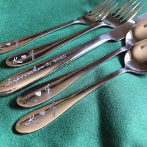 Custom Monogram Silverware Set – Personalized Wedding Gift | Anniversary Silverware | Engraved Flatware | Unique Bridal Gift