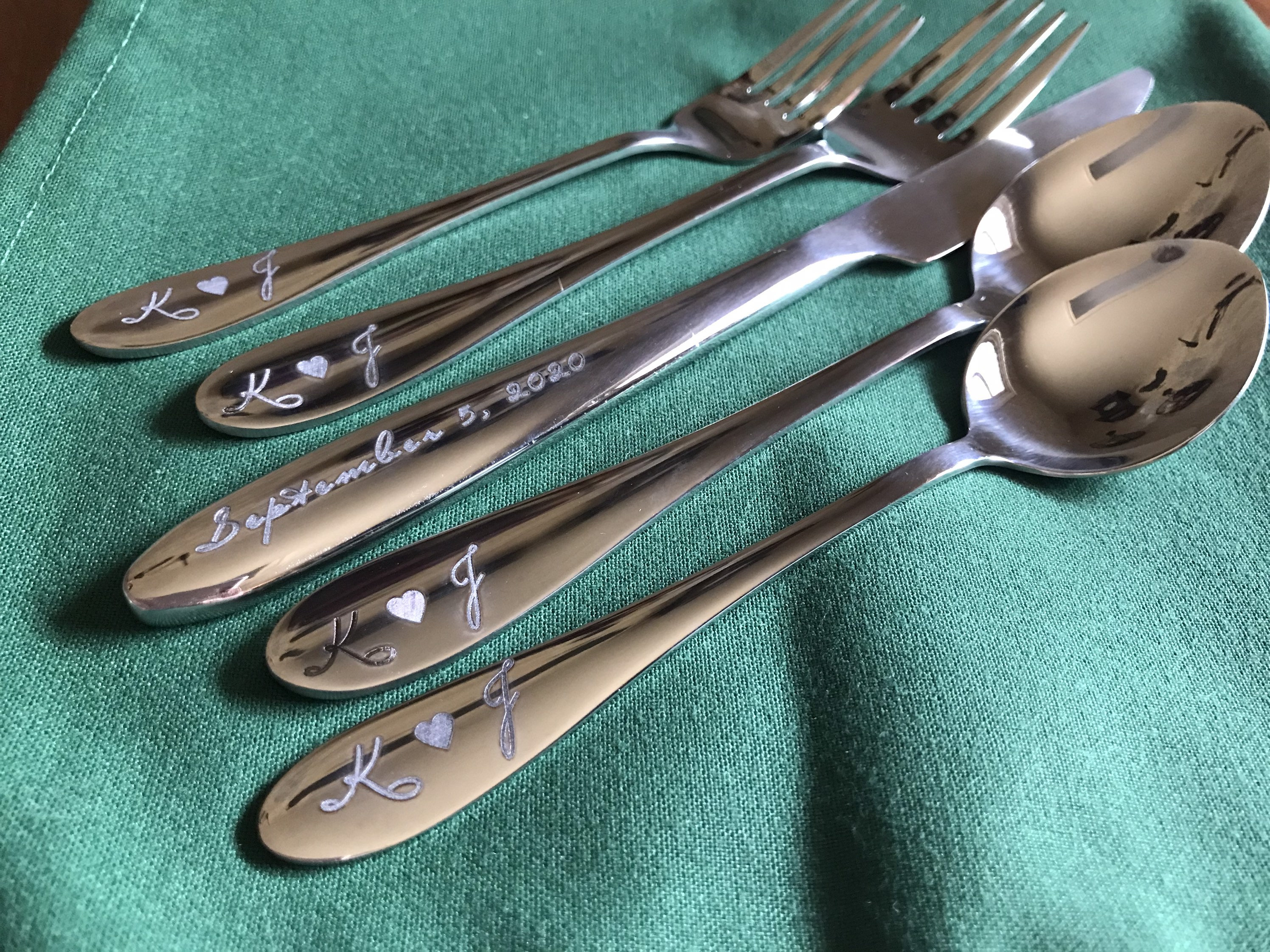 Customcraft CUS11 Stainless Steel Monogram Flatware – Glossy Silver, Your Choice