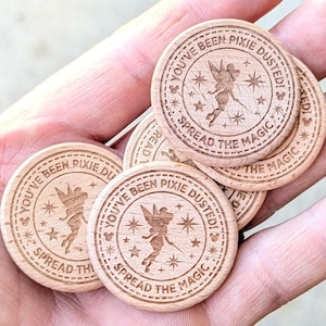 Pixie Dust Wood Coins | Disney Inspired Fish Extender Gifts | Park Magic Tokens | Cast Member Thank You | Laser Engraved Wooden Slices