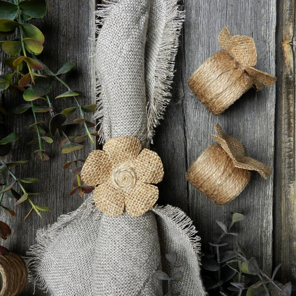 Wedding Napkin Rings | Jute Napkin Rings| Burlap Napkin Rings| Flower Napkin Rings | Serviettenringe