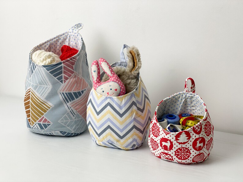 Hanging Storage Baskets sewing PATTERN PDF Wall basket in 3 Etsy