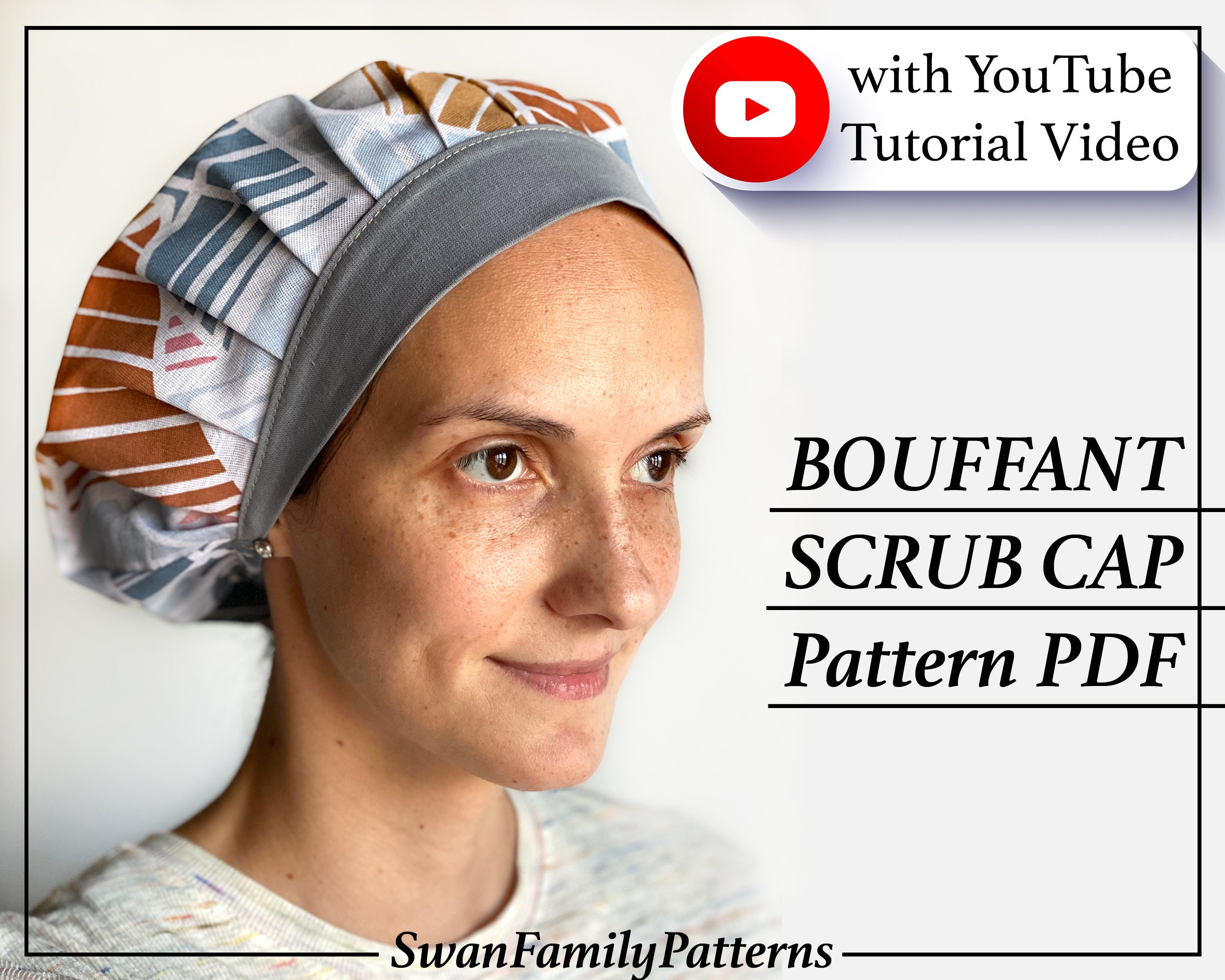 Bouffant Scrub cap PATTERN Scrub hat Pattern PDF Surgical Etsy