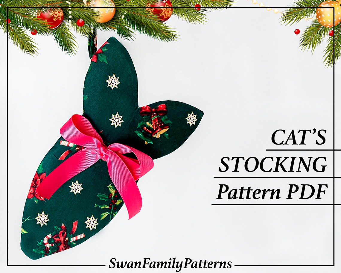 Cat's Christmas Stocking Sewing Pattern PDF Pet Stocking Etsy