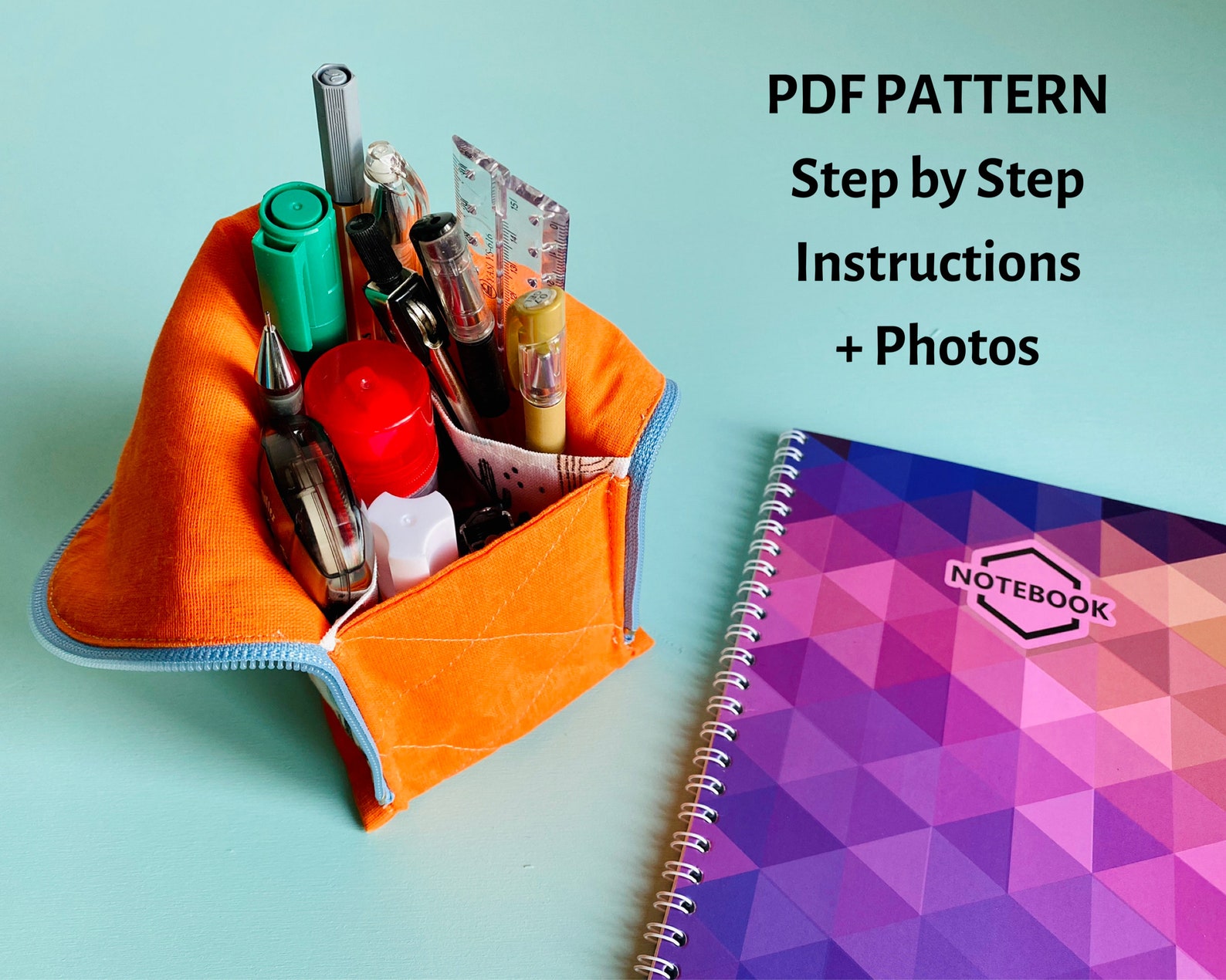 Standing Pencil Case PATTERN PDF Pencil Holder Japanese Etsy