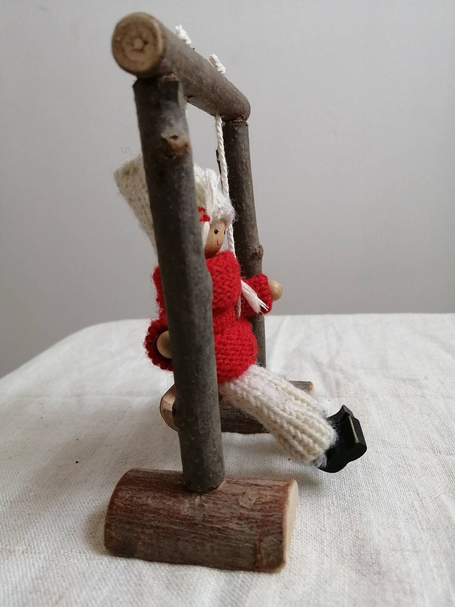 Handcrafted wooden doll swing for miniature playground Natural Etsy
