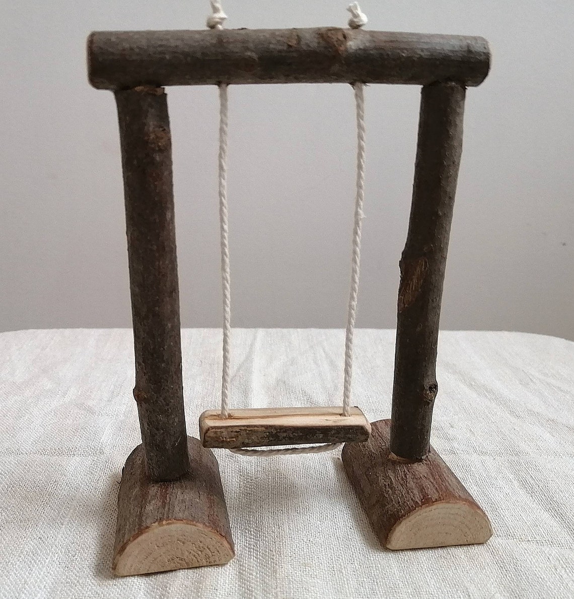 Handcrafted wooden doll swing for miniature playground Natural Etsy