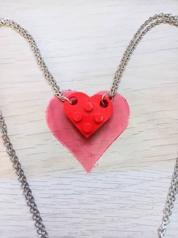 Lego heart necklace for couples discount