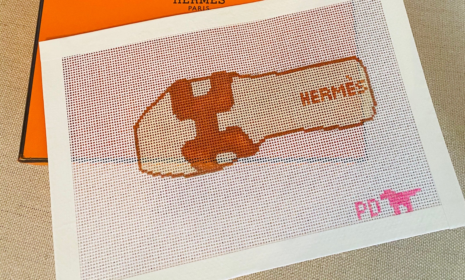 Hermès Sandal Hand Painted Needlepoint Canvas Etsy