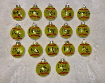 Personalized Team or Individual Glitter Ornaments Gifts Soccer Softball Volleyball Football Any Quantity