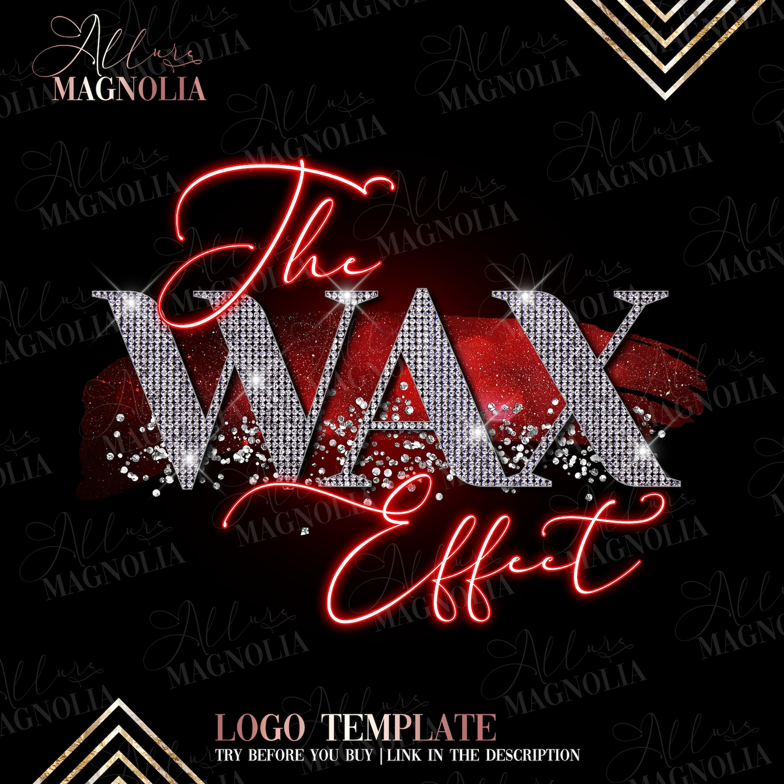 WAX SALON LOGO, Beauty Cosmetics Logo Template, Editable Beauty