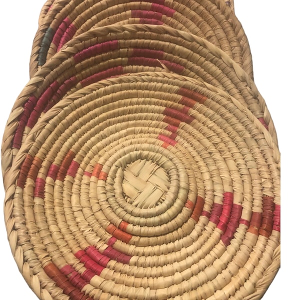 Une paire d’assiettes organiques d’herbe sèche, assiettes tissées à la main, décoration intérieure faite à la main, décoration intérieure naturelle/Roti Chaba, panier Roti Naan