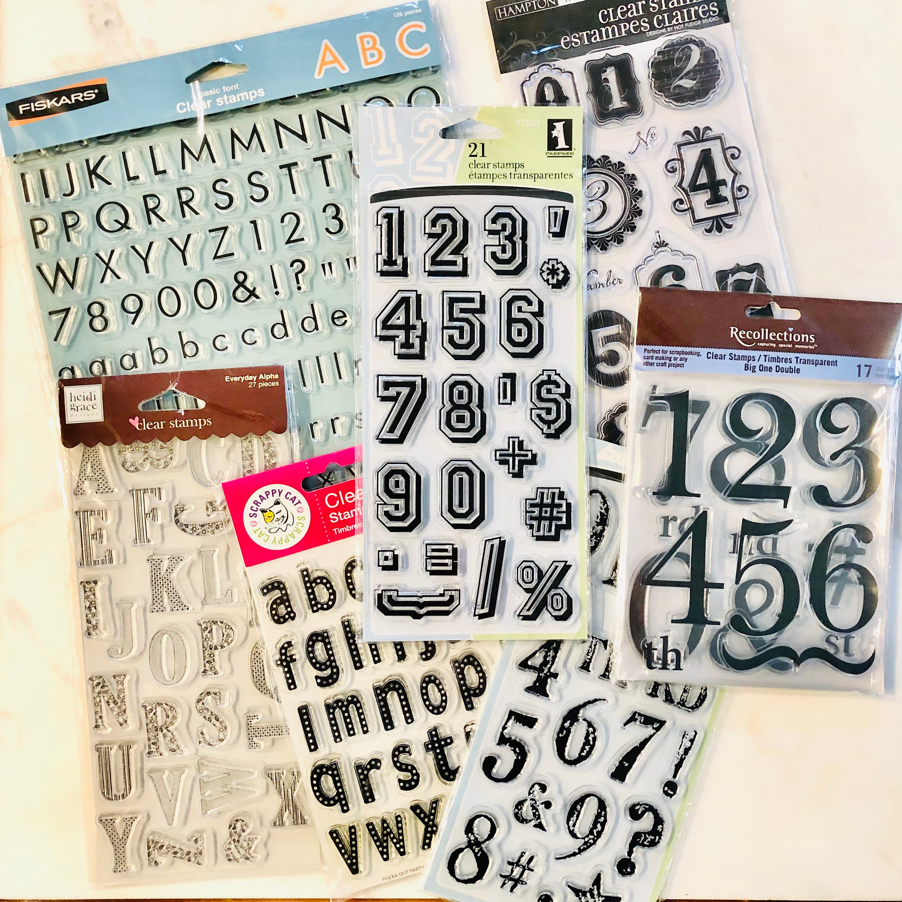 4 Pcs Cling Stamp Set DIY 1-10 Rubber Stamps Transparent A to Z Letter Stamps Craft Alphabet Stamps Clear Decorative Clear Stamps with Acrylic Stamp Block for Scrapbooking Journaling Photo Album Card 
