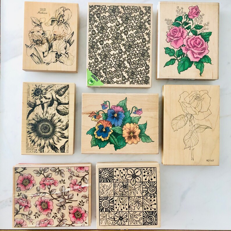 Floral Stamps Flower Rubber Stamps Stamps Stamping Rose Etsy